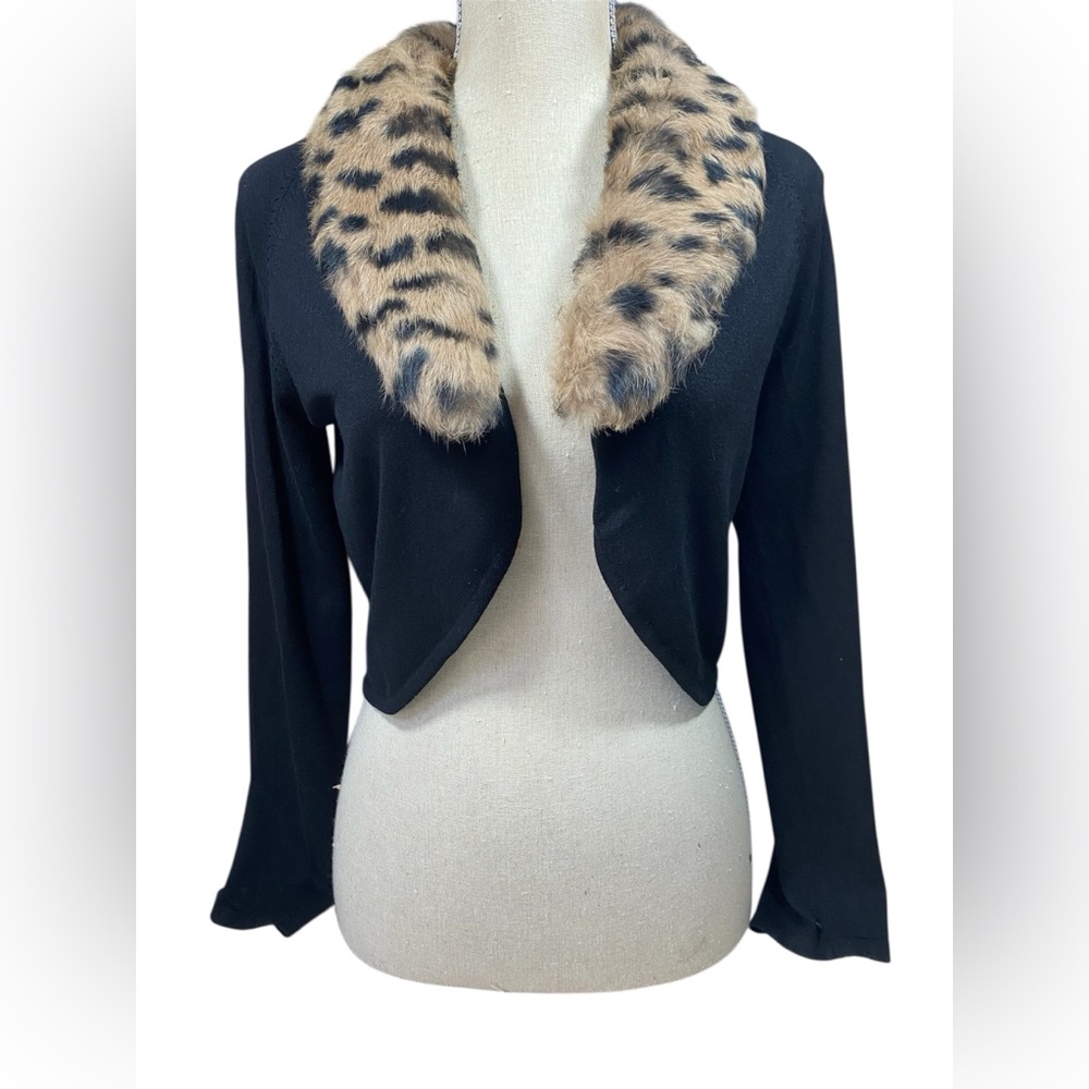 Vintage Y2K Icicle Faux Fur Cardigan Sweater Size L